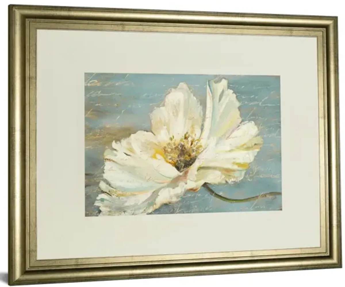 White Peony By Patricia Pinto - Framed Print Wall Art - Blue