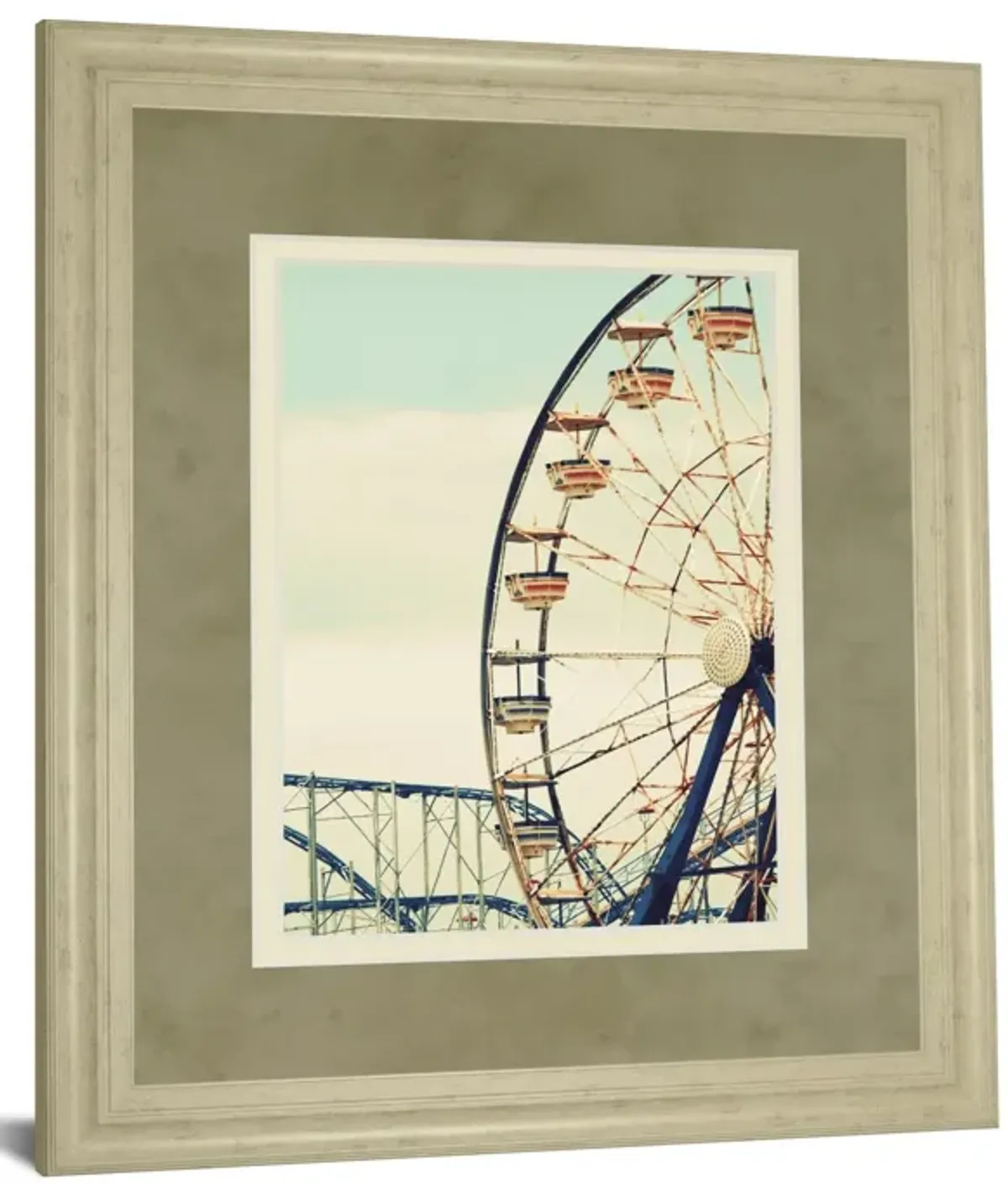 Retro Ferris By Gail Peck - Framed Print Wall Art - Beige