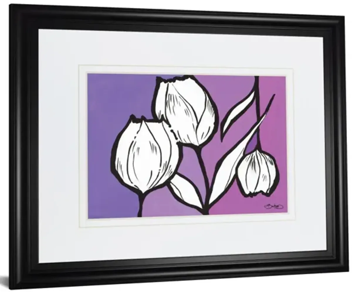 Flowers In Unity - Purple By David Bromstad - Framed Print Wall Art - Purple