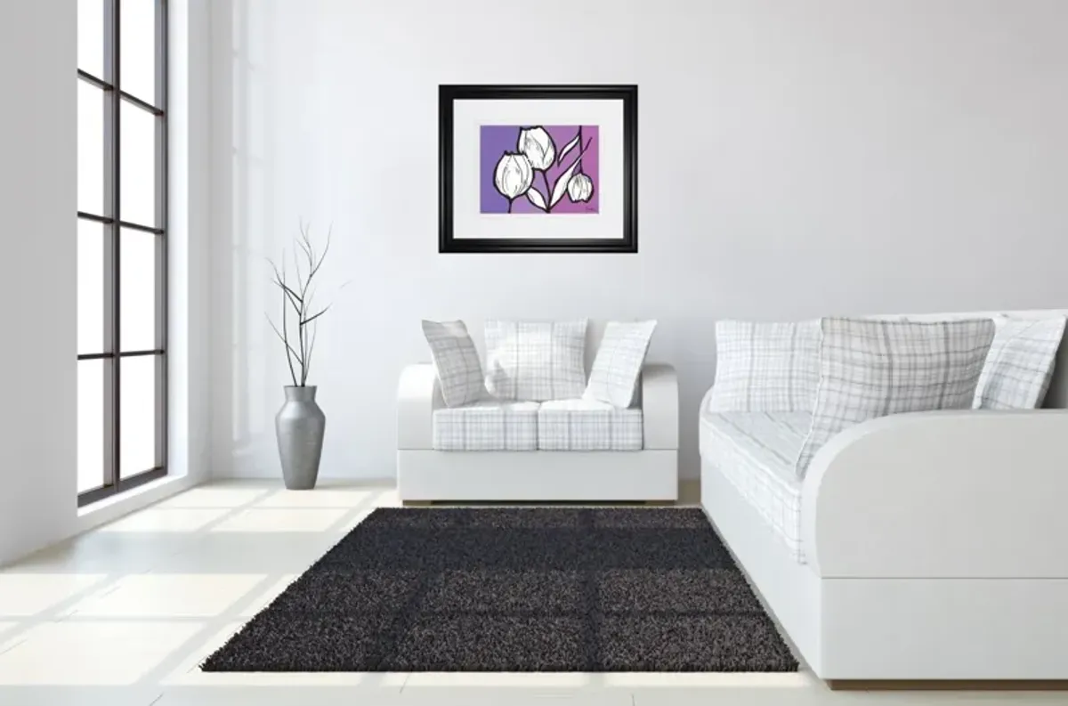 Flowers In Unity - Purple By David Bromstad - Framed Print Wall Art - Purple