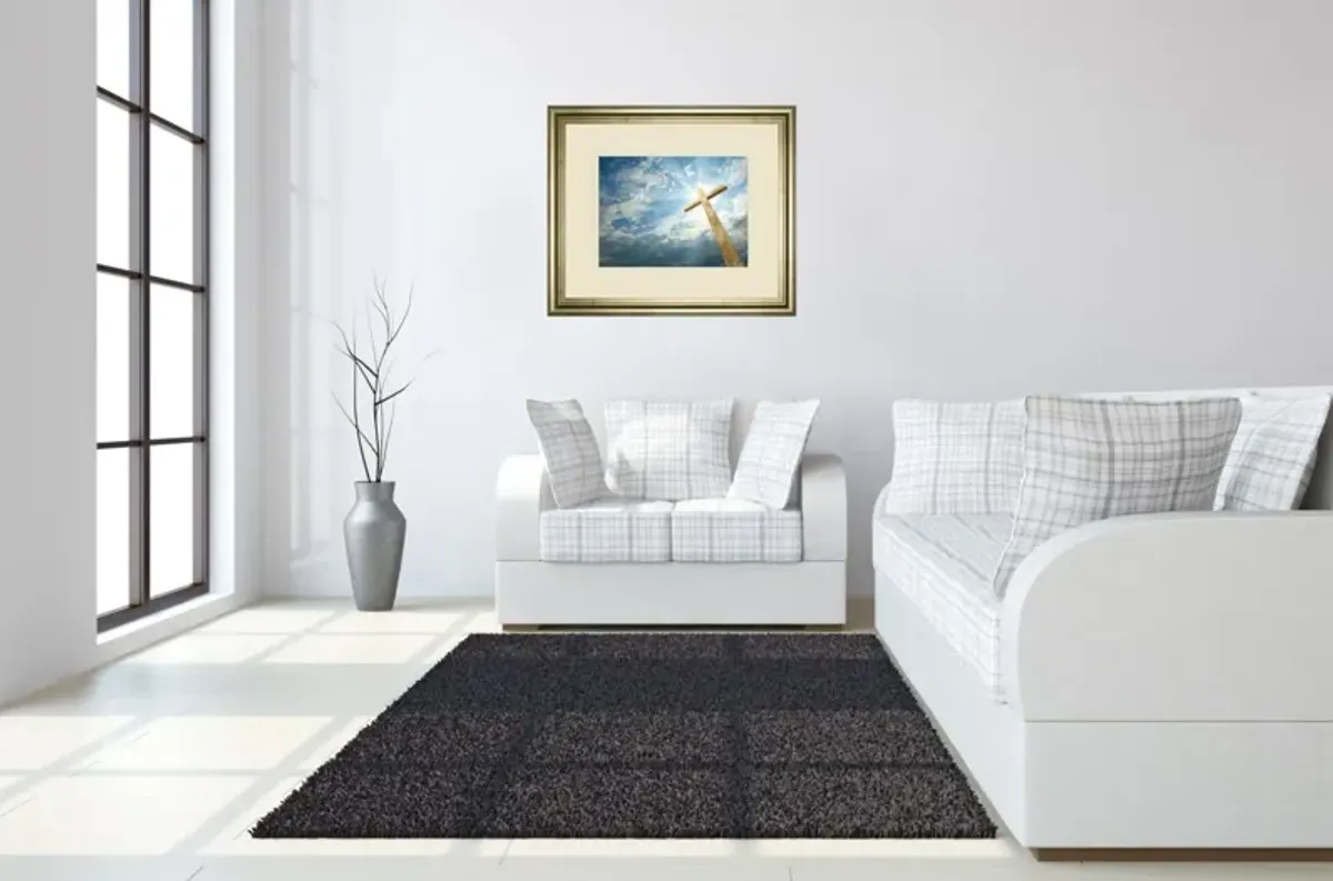 Cross In The Sky By Viadischern - Framed Photo Print Wall Art - Blue