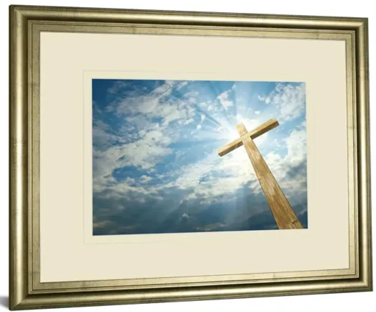 Cross In The Sky By Viadischern - Framed Photo Print Wall Art - Blue