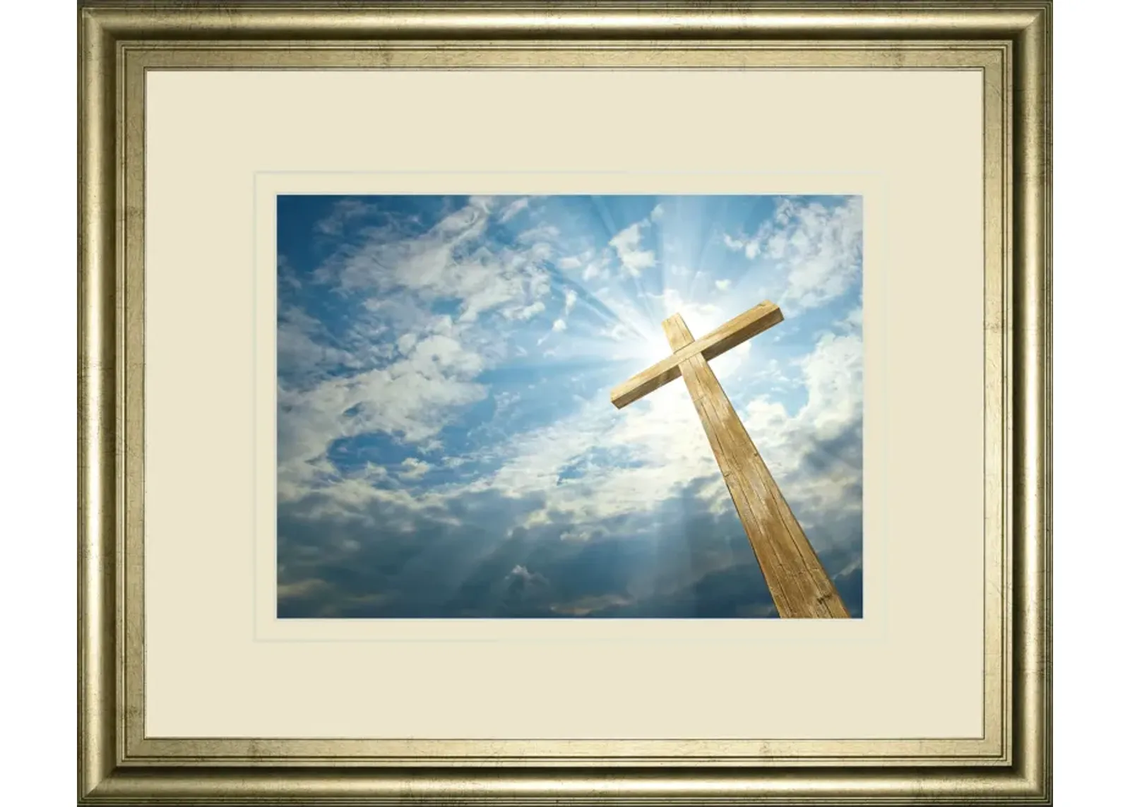 Cross In The Sky By Viadischern - Framed Photo Print Wall Art - Blue