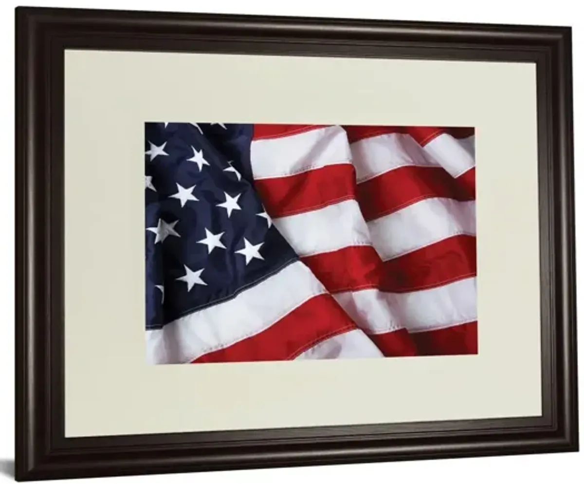 American Flag By Kikk In Double Matted - Framed Print Wall Art - Red