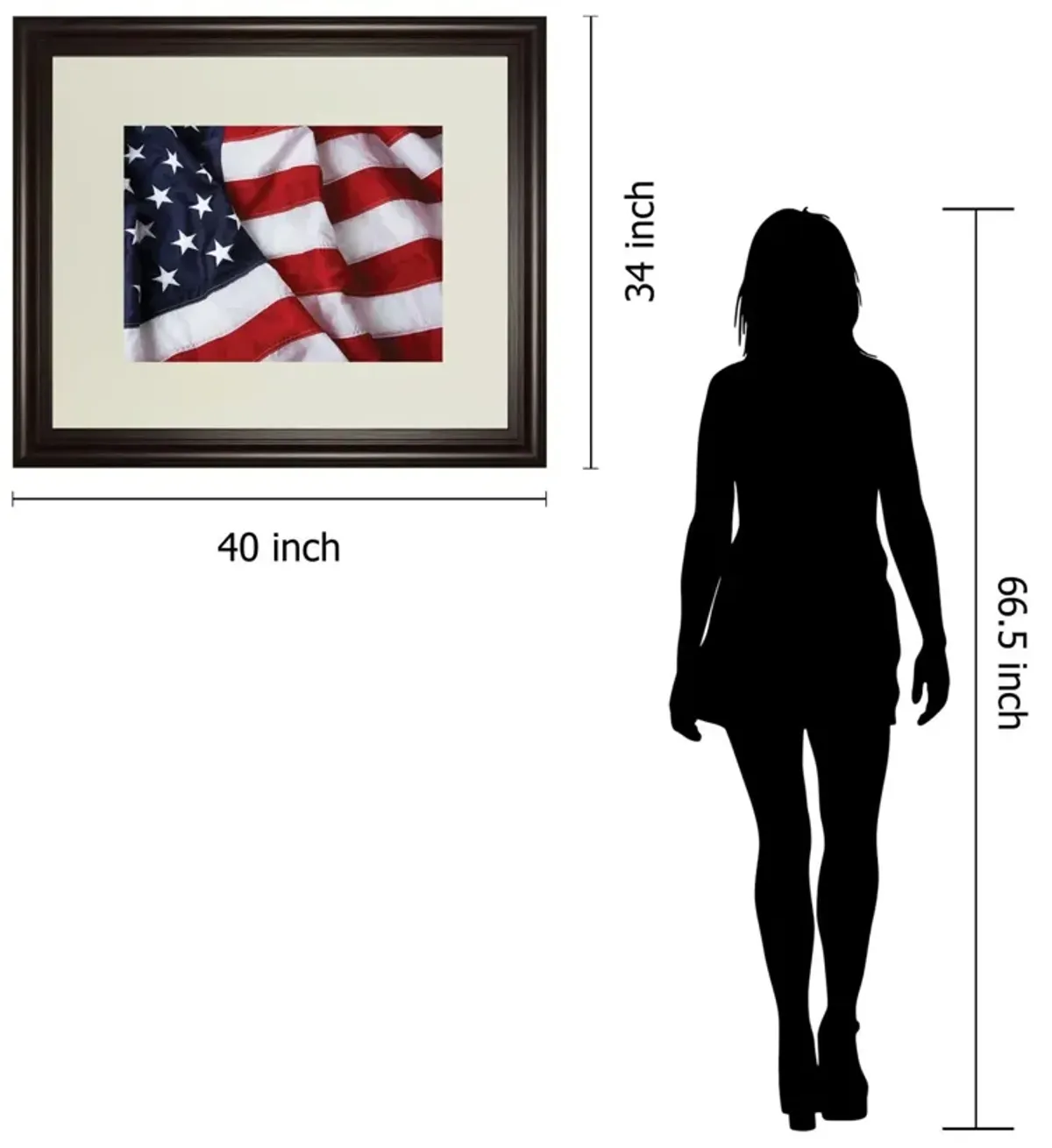 American Flag By Kikk In Double Matted - Framed Print Wall Art - Red