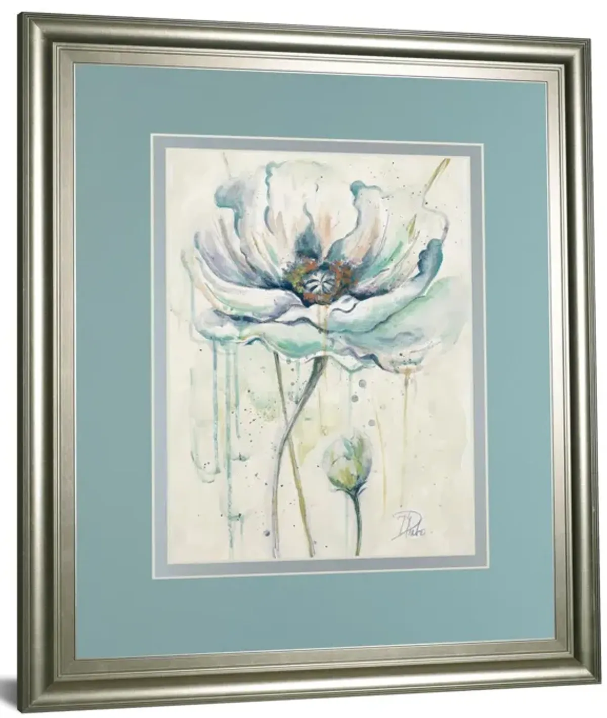 Fresh Poppies Il By Patricia Pinto - Framed Print Wall Art - Blue