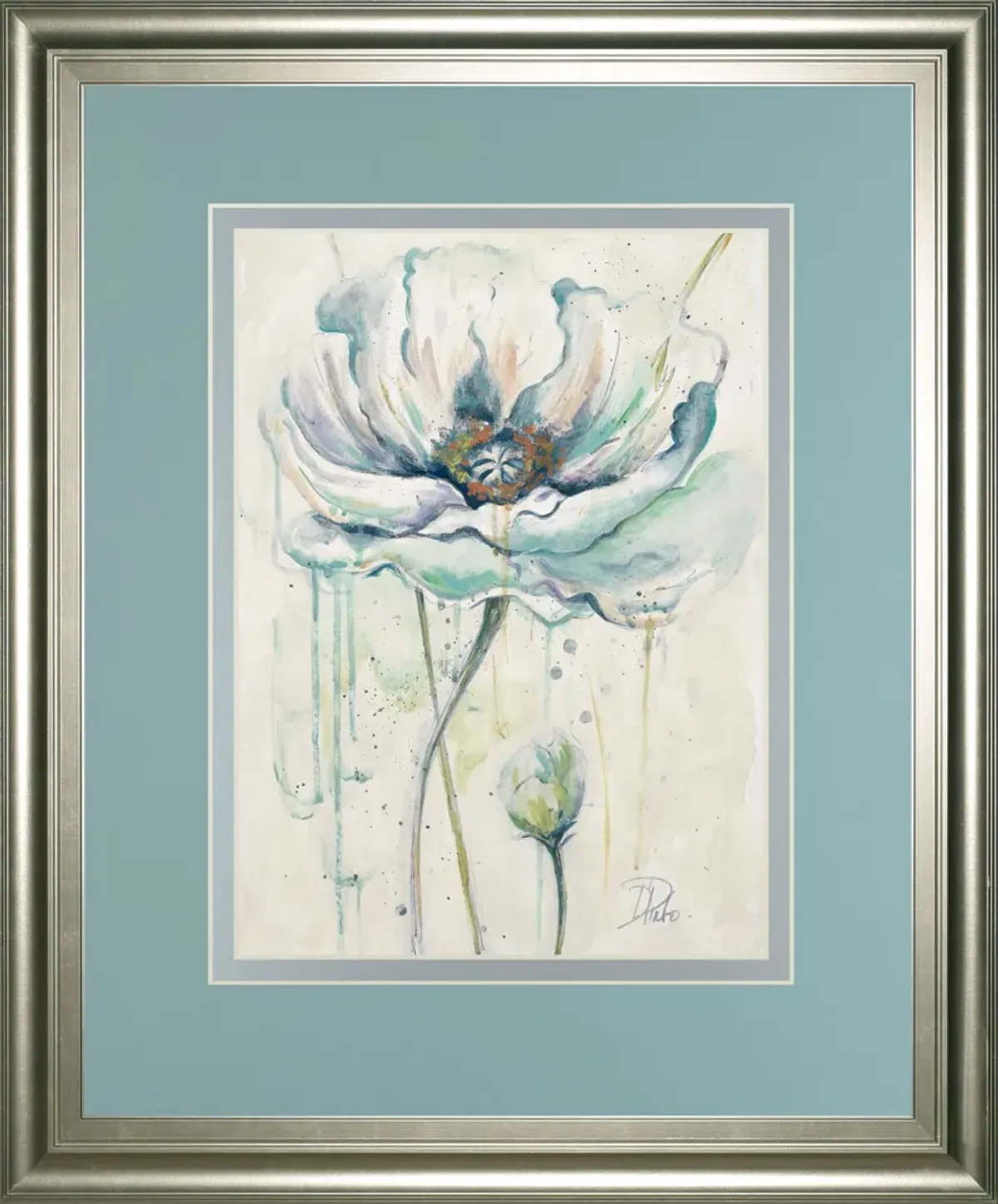 Fresh Poppies Il By Patricia Pinto - Framed Print Wall Art - Blue