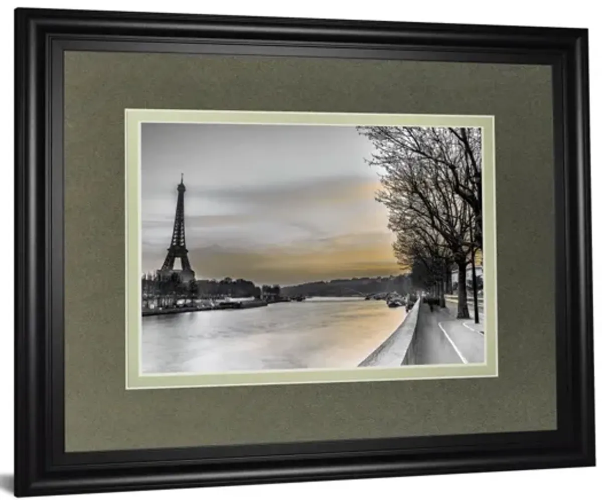 River Seine And The Eiffel Tower By Assaf Frank - Framed Print Wall Art - Black