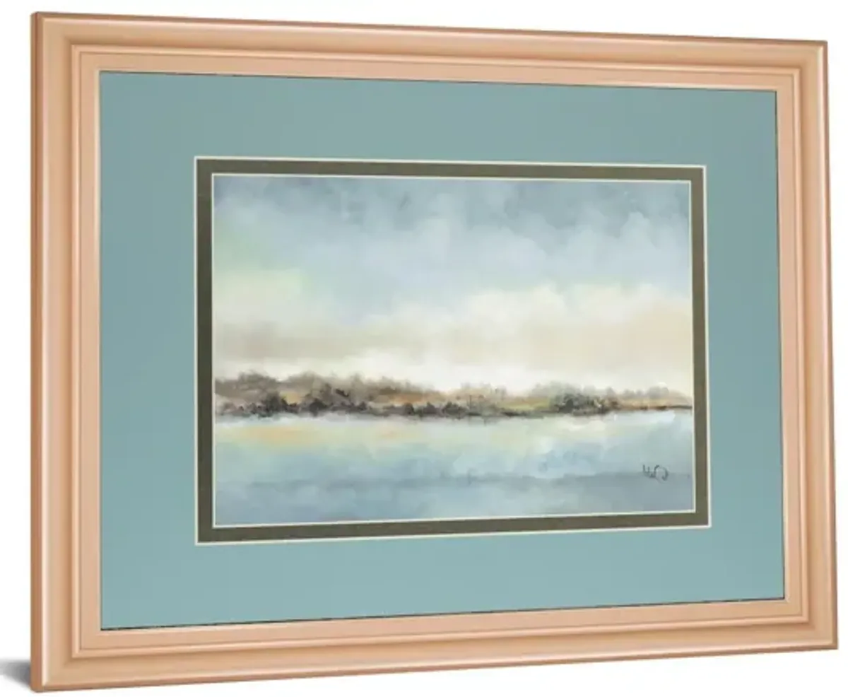 Calm Horizon By Tita Quintero - Framed Print Wall Art - Blue