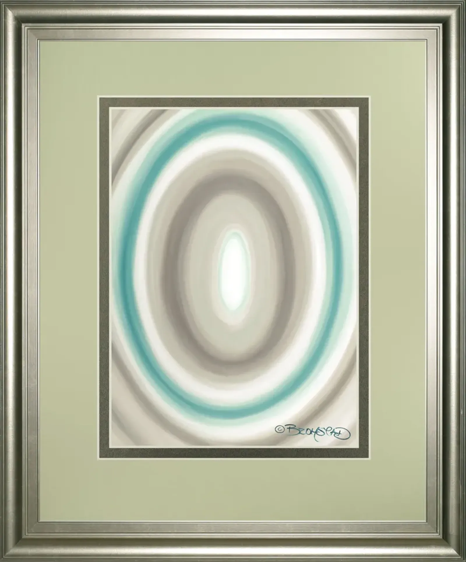 Concentric Ovals #1 By David Bromstad - Framed Print Wall Art - Blue