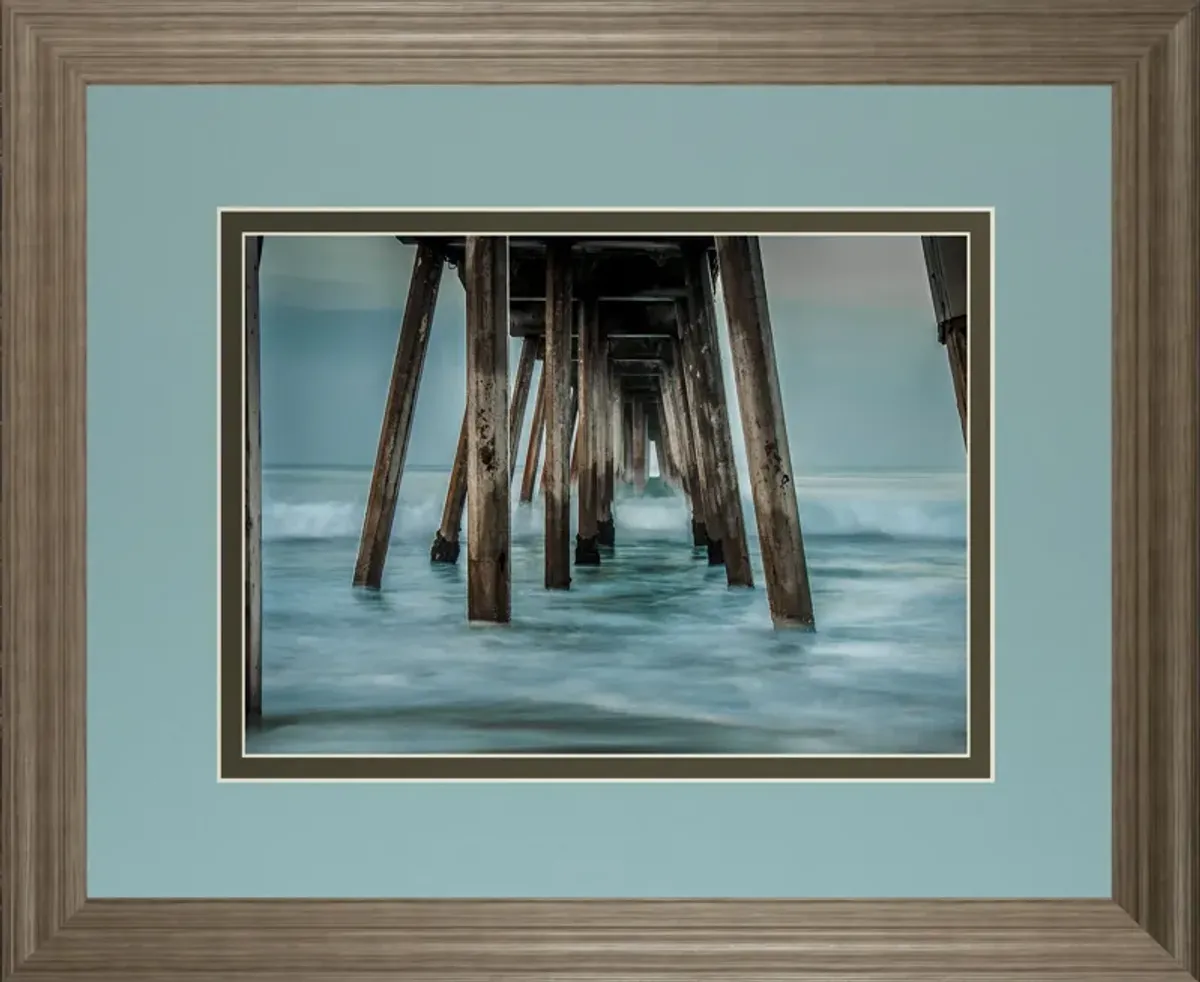 Surf By Bill Carson Photography - Framed Print Wall Art - Blue