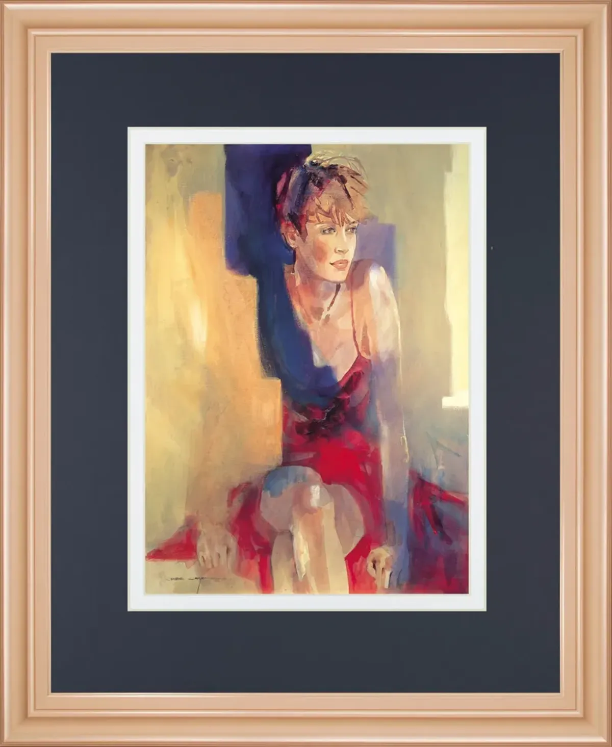 Odalisque L By Christine Comyn - Framed Print Wall Art - Yellow