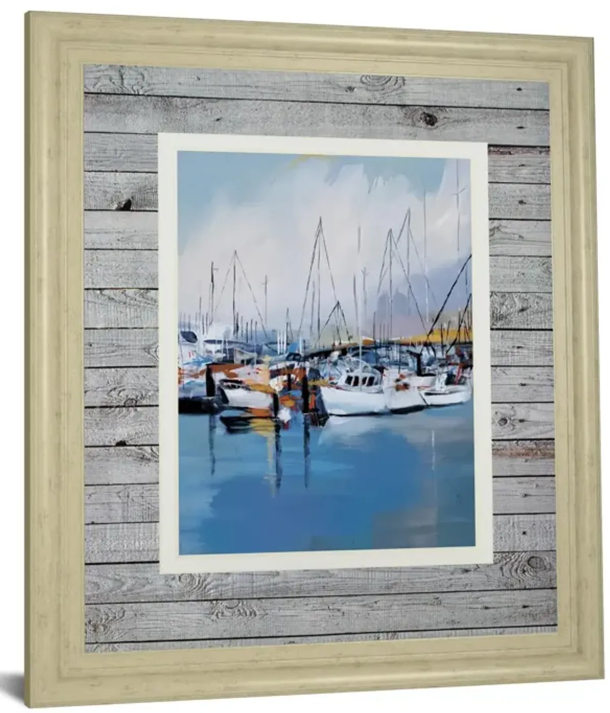 Along The Quay By Fitsimmons, A. - Framed Print Wall Art - Blue