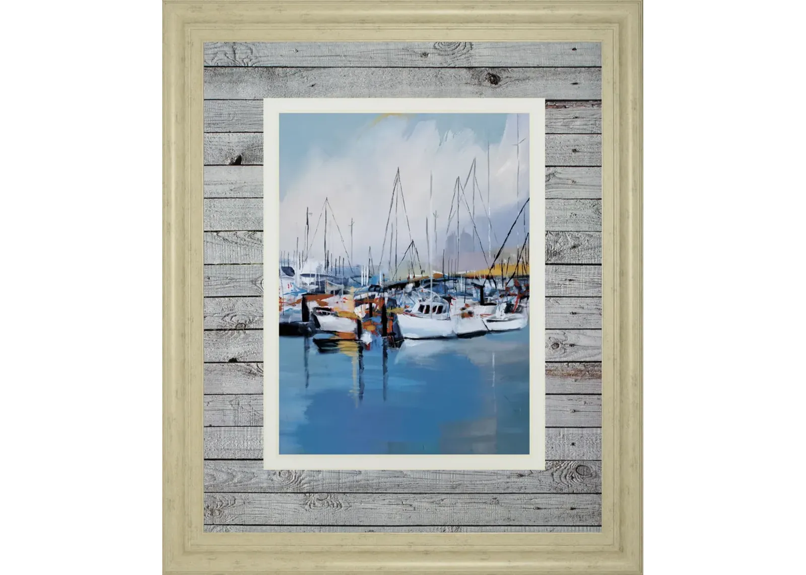 Along The Quay By Fitsimmons, A. - Framed Print Wall Art - Blue