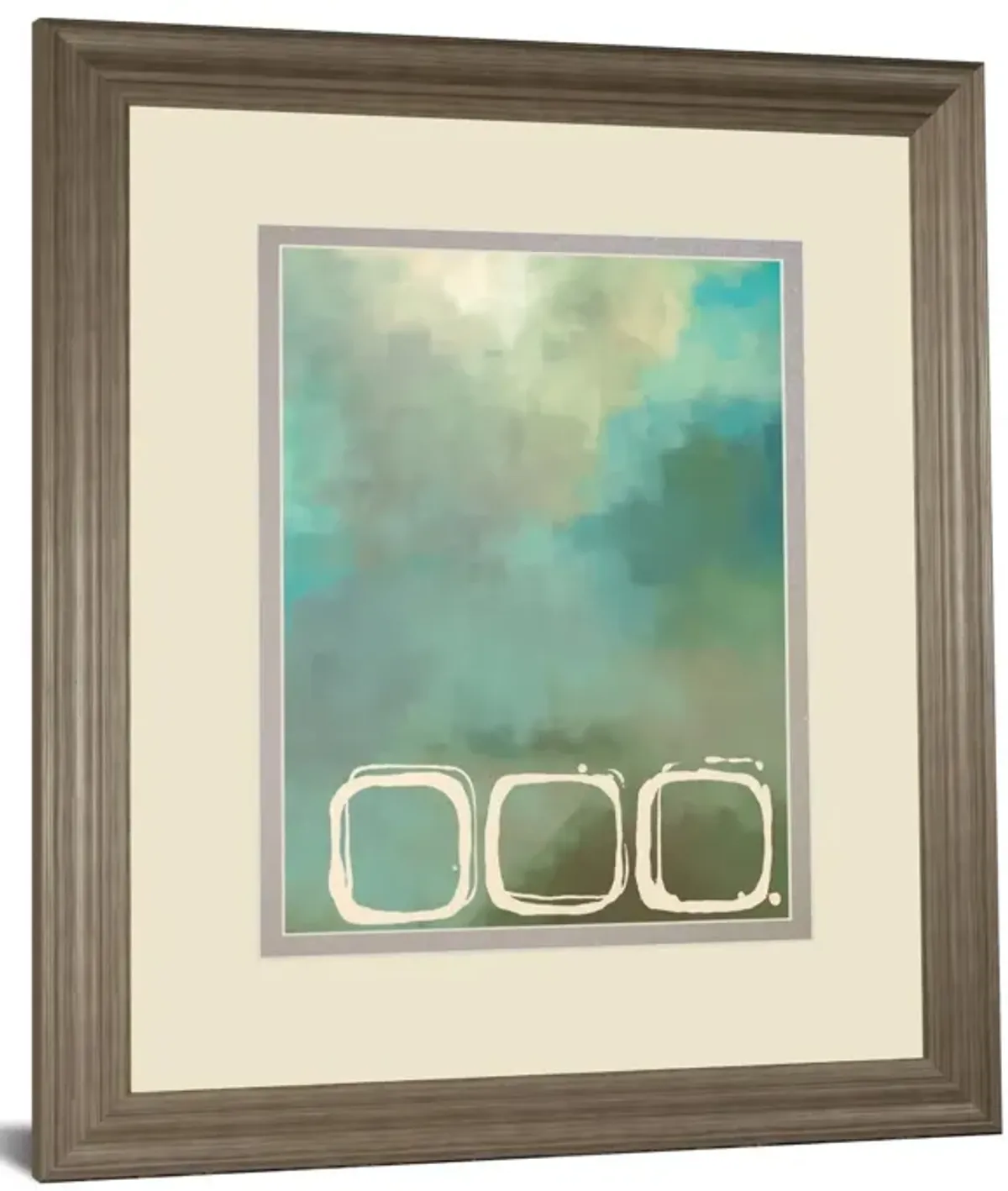 Retro In Aqua And Khaki Il By Laurie Maitland - Framed Print Wall Art - Blue