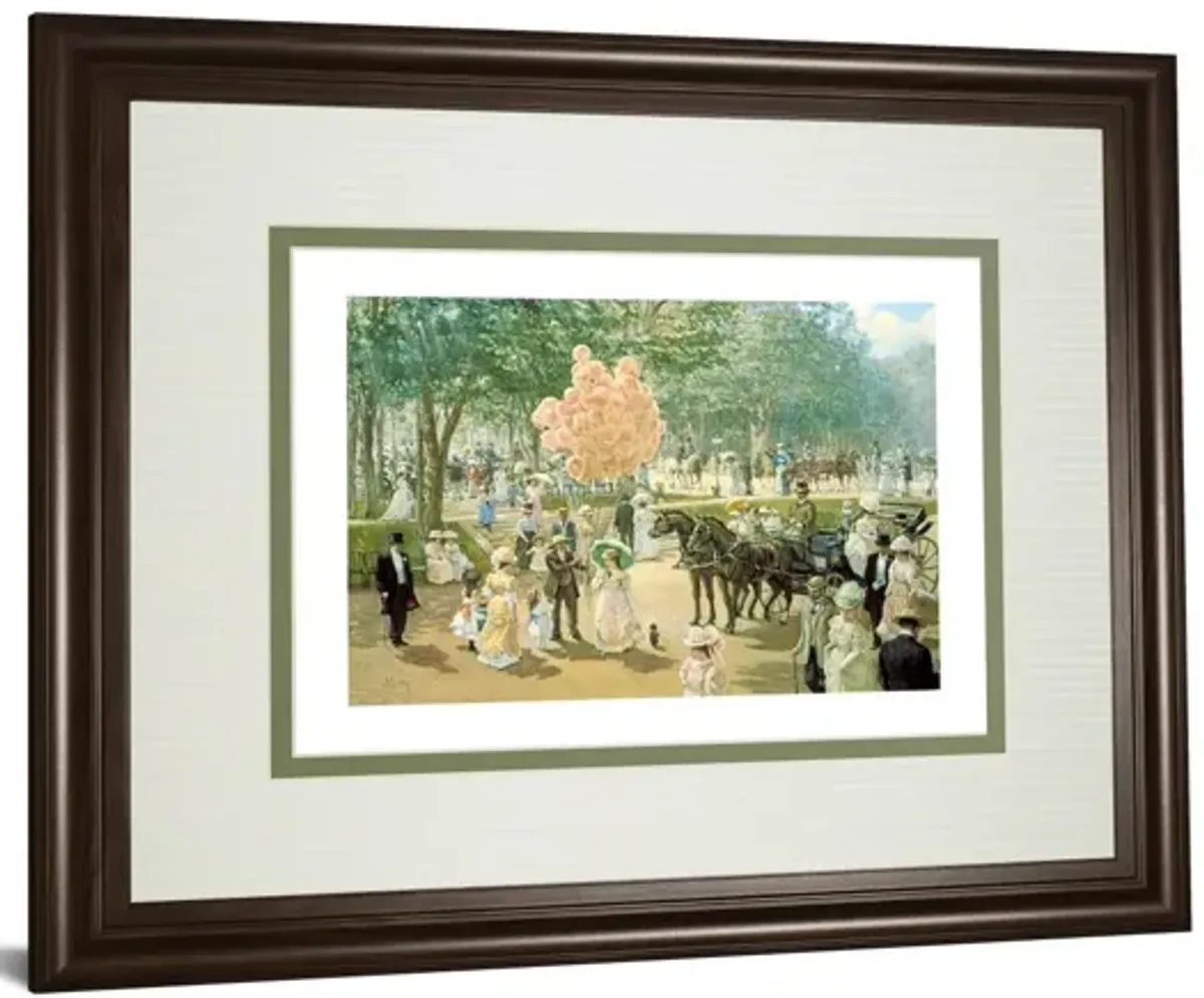 Balloon Seller By Alan Maley - Framed Print Wall Art - Pink