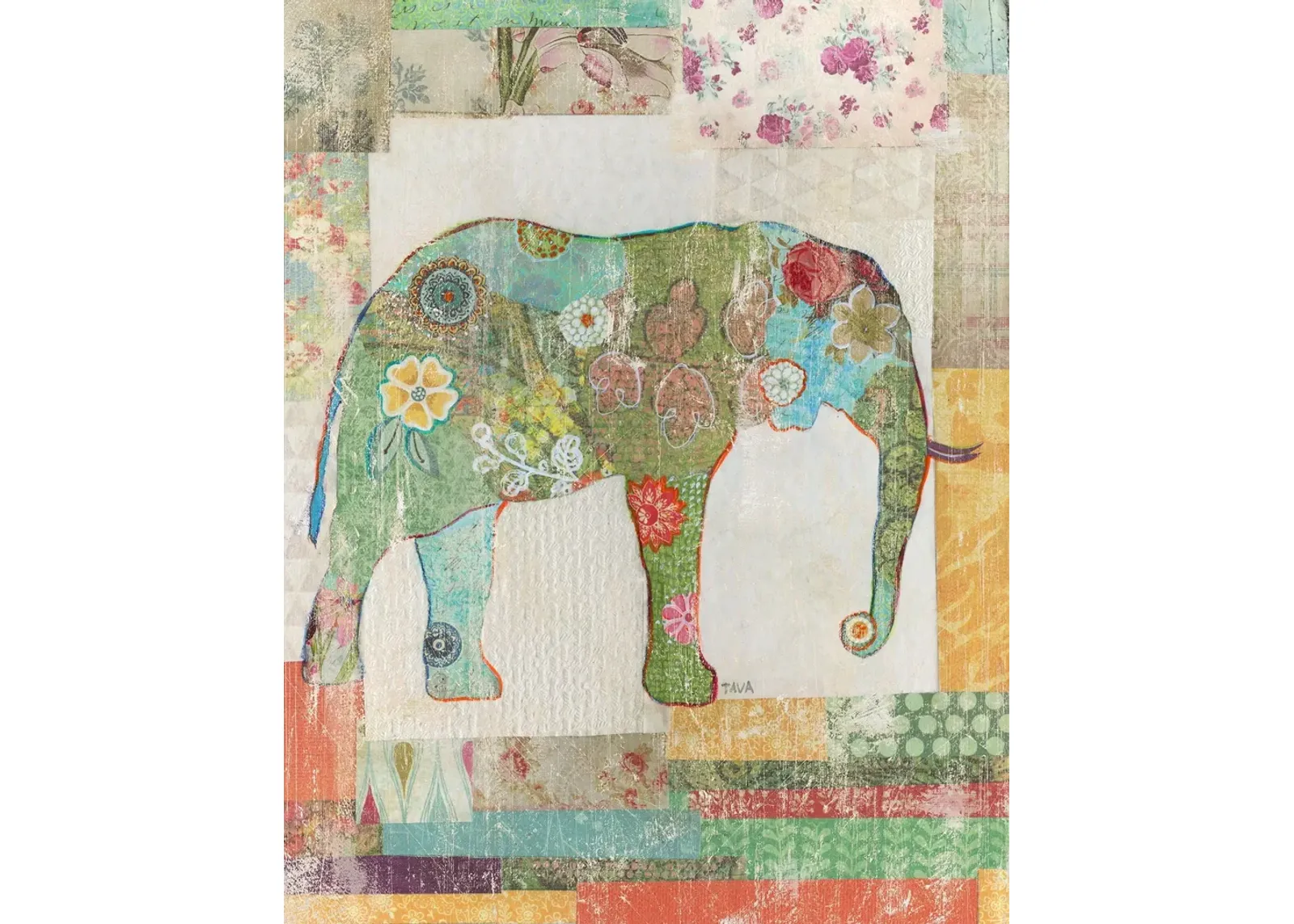 Framed - Elephant Montage By Tava Studios - Blue