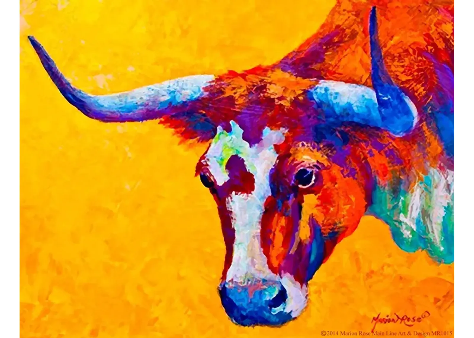 Framed Small - Bright Steer By Marion Rose - Orange