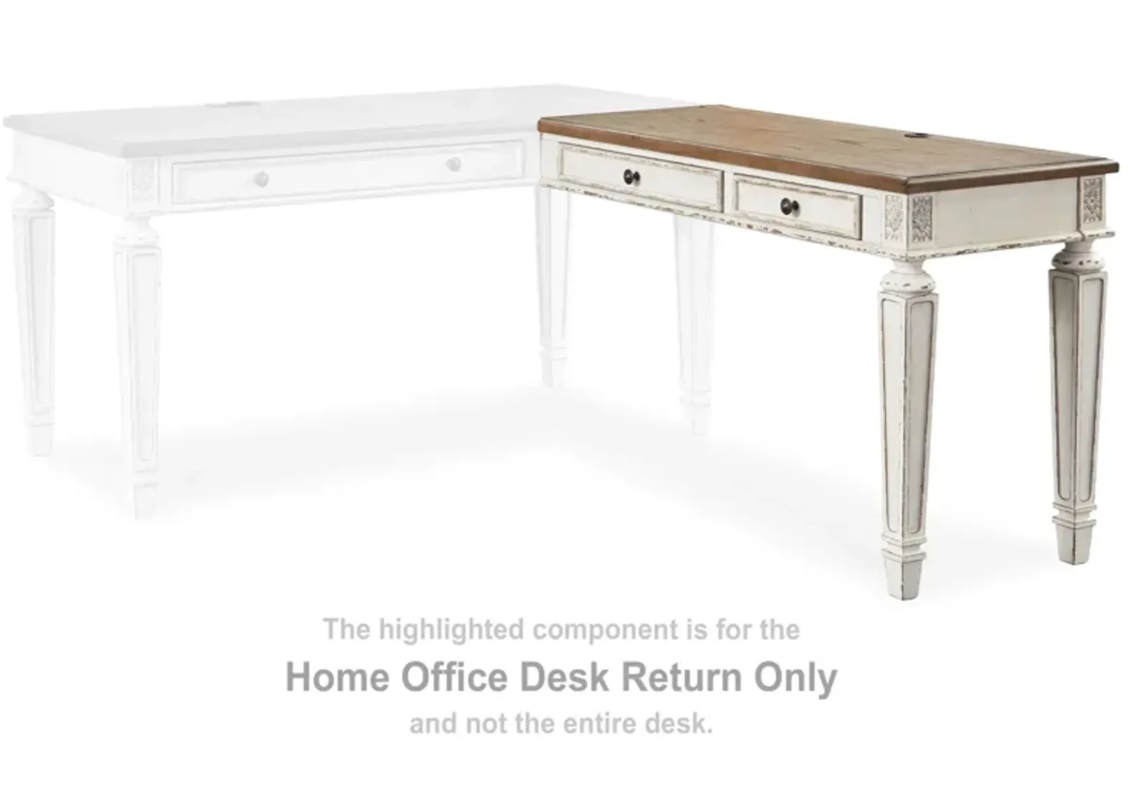 Realyn - White / Brown - Home Office Desk Return