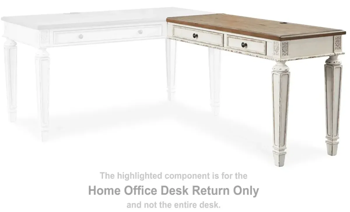 Realyn - White / Brown - Home Office Desk Return