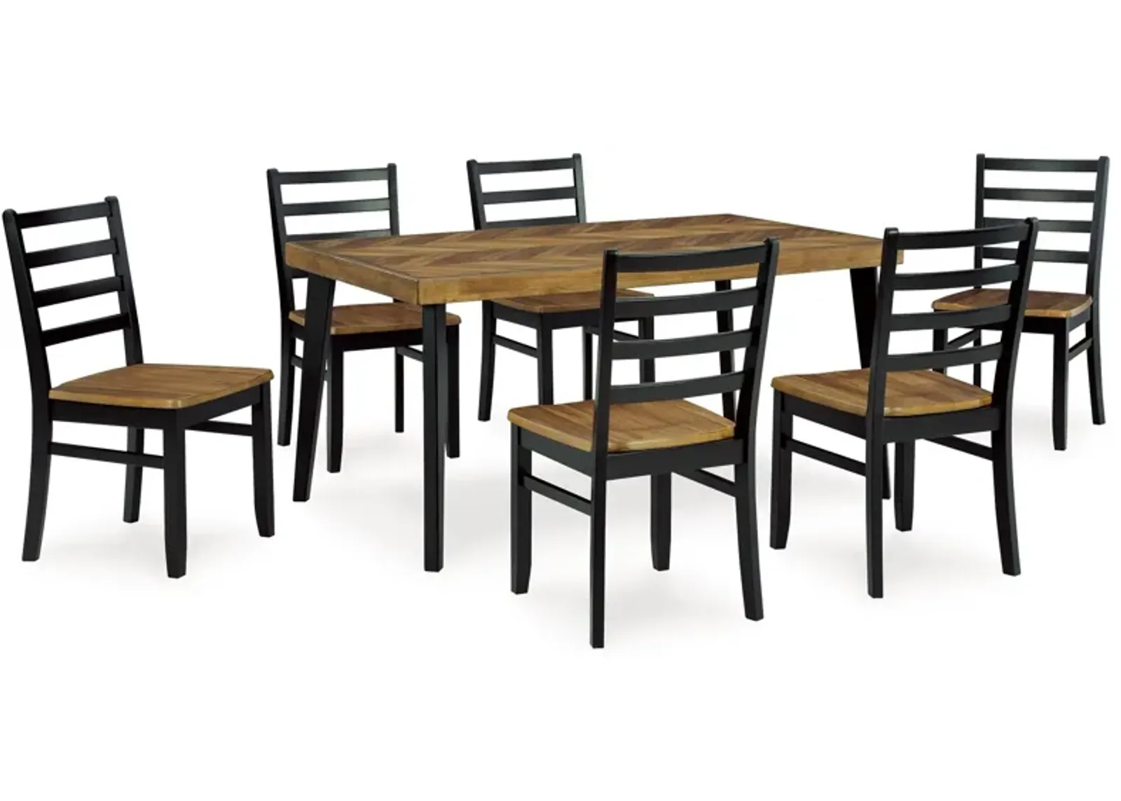 Blondon - Brown / Black - Rectangular Drm Table Set (Set of 7)