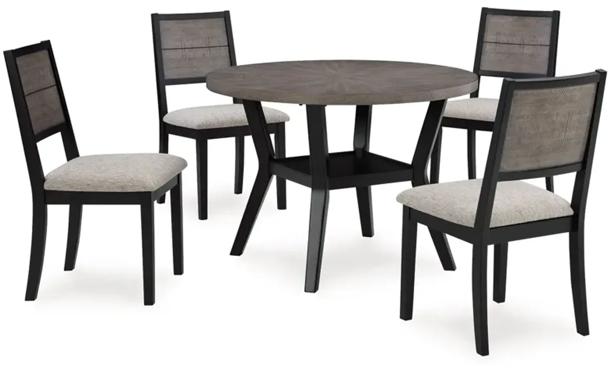 Corloda - Black / Gray - Round Drm Table Set (Set of 5)