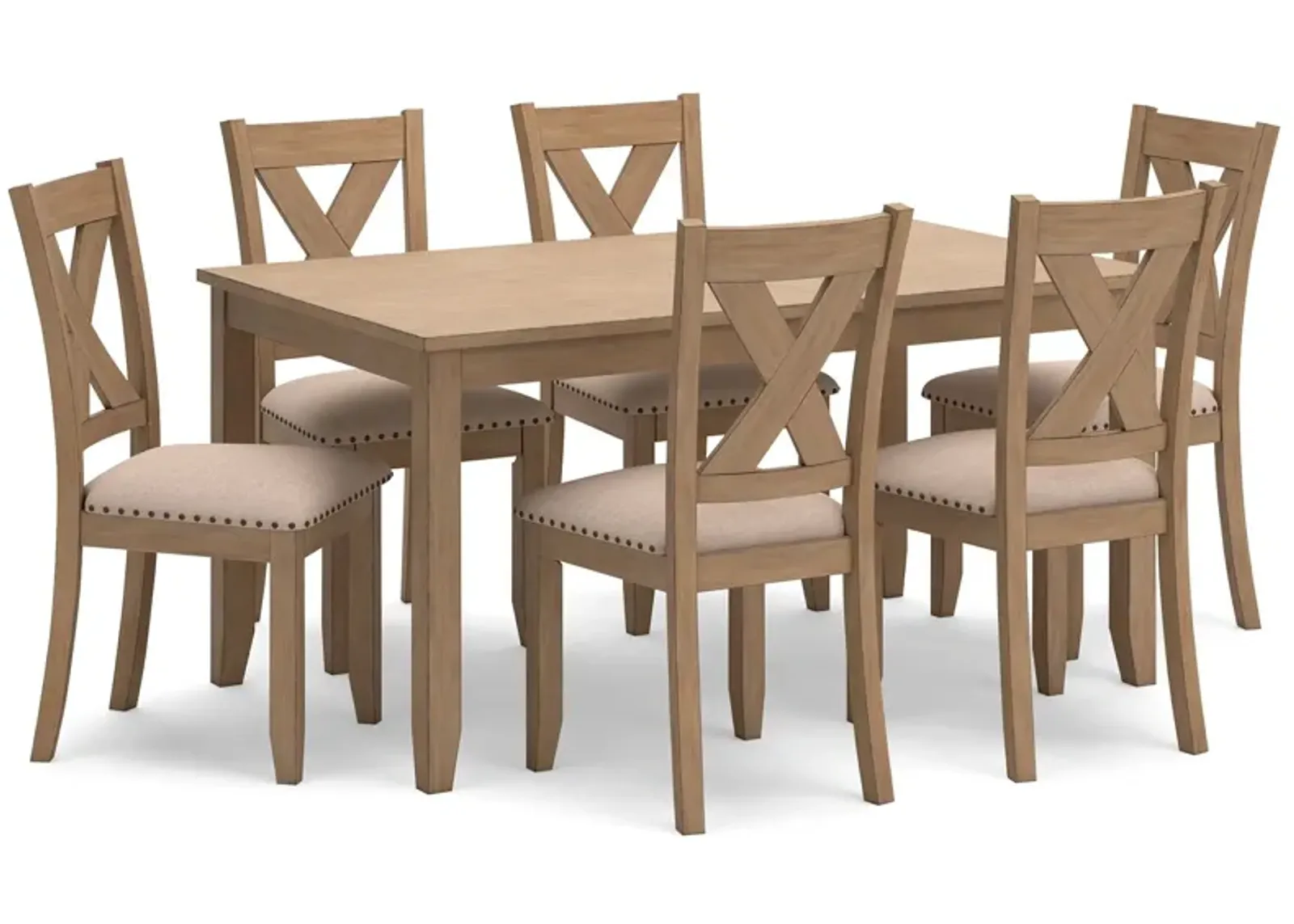 Sanbriar - Light Brown - Rect Drm Table Set (Set of 7)