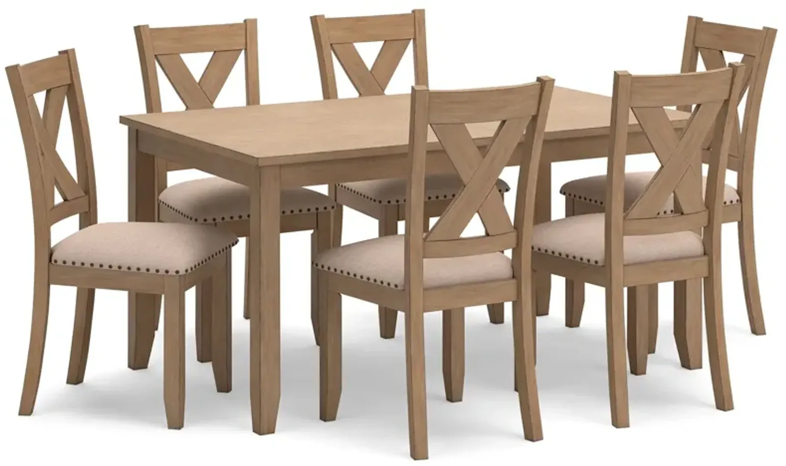 Sanbriar - Light Brown - Rect Drm Table Set (Set of 7)