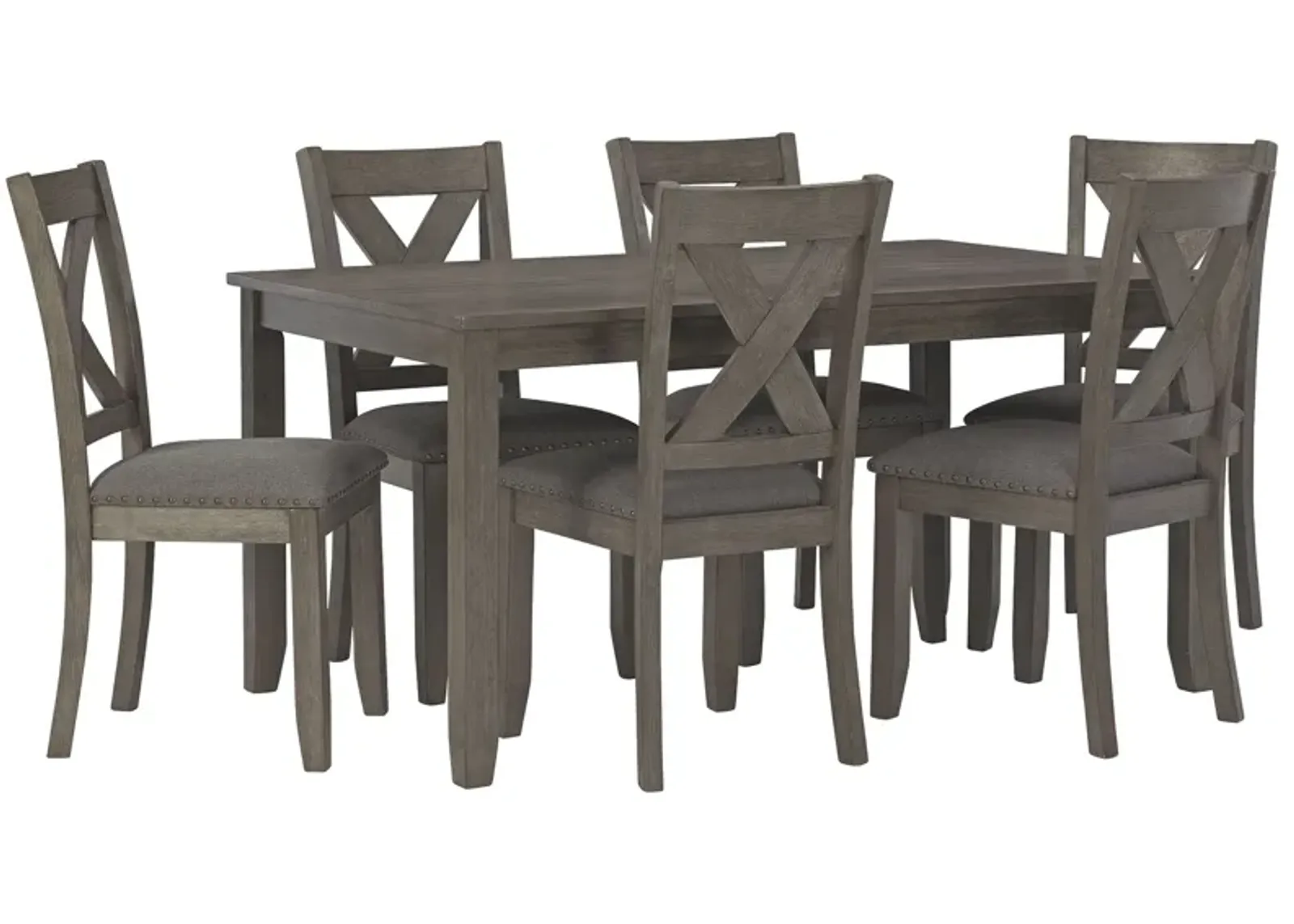 Caitbrook - Gray - Rect Drm Table Set (Set of 7)