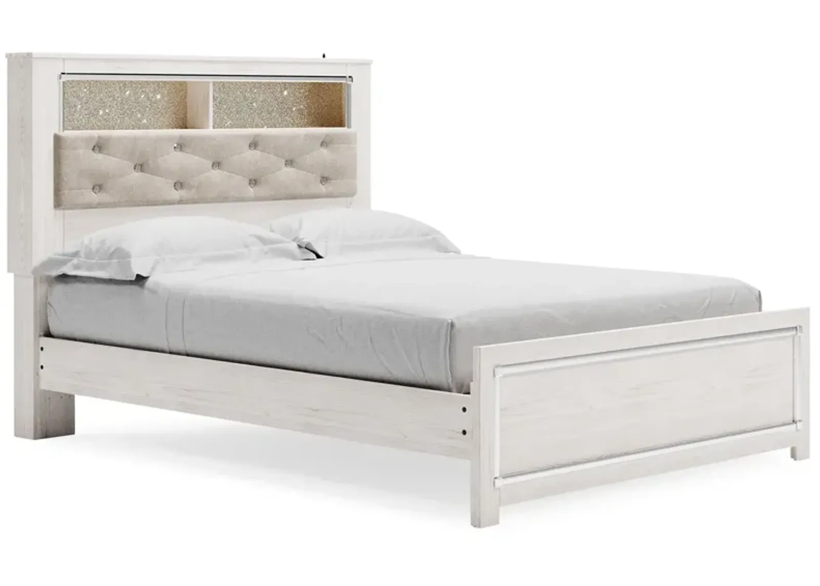 Altyra - White - Queen Panel Bookcase Bed With Roll Slats