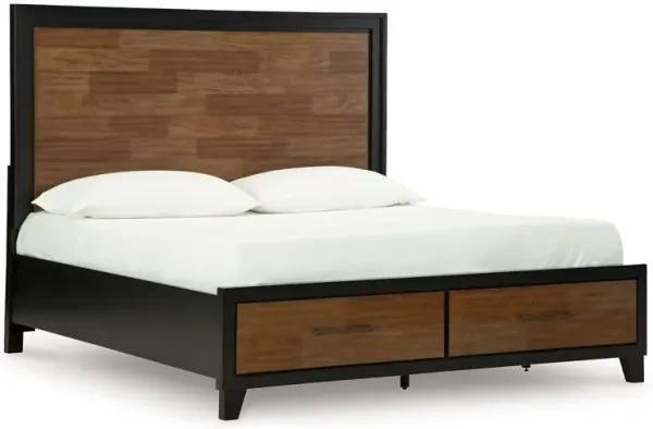 Kraeburn - Brown / Black - King Panel Storage Bed
