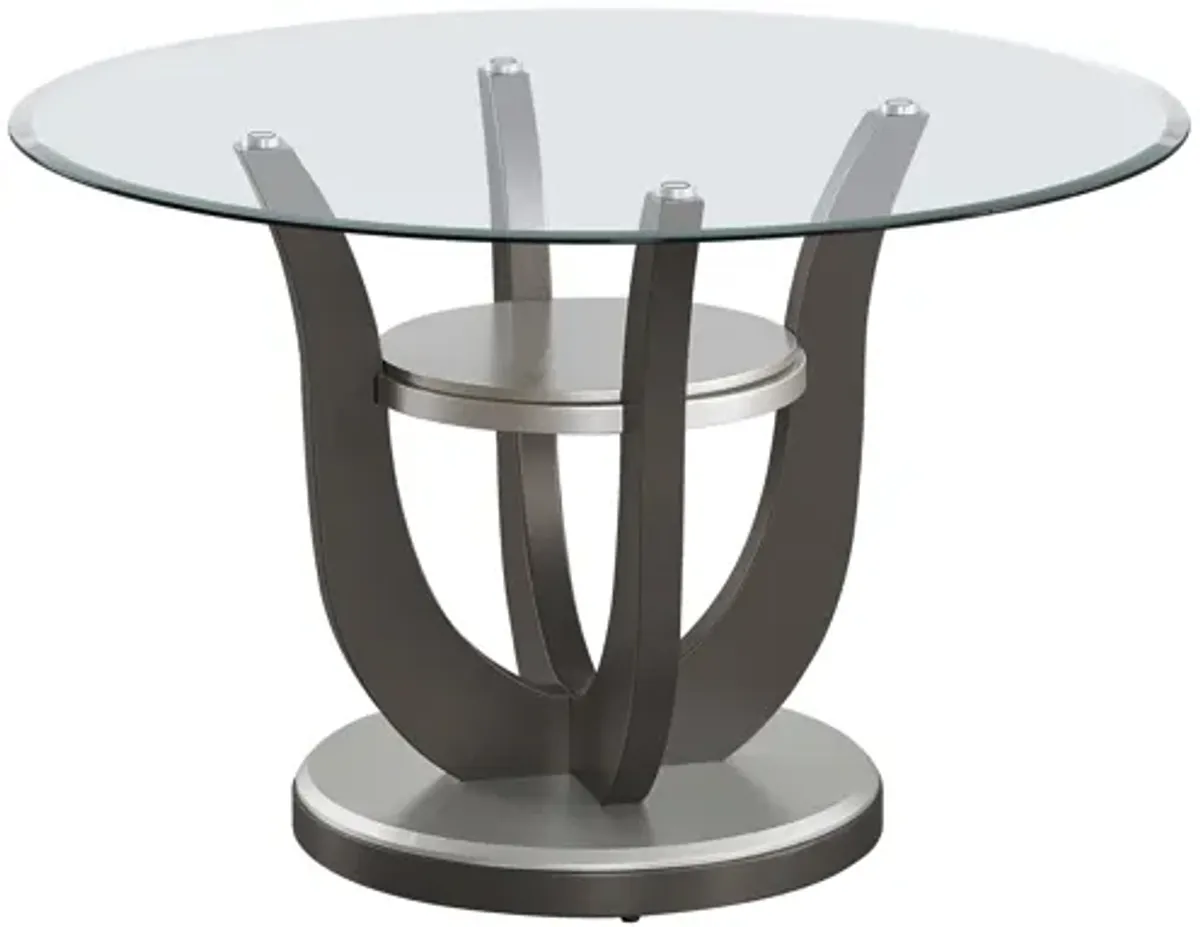 5 Piece Dining Room Set with Round Glass Tabletop