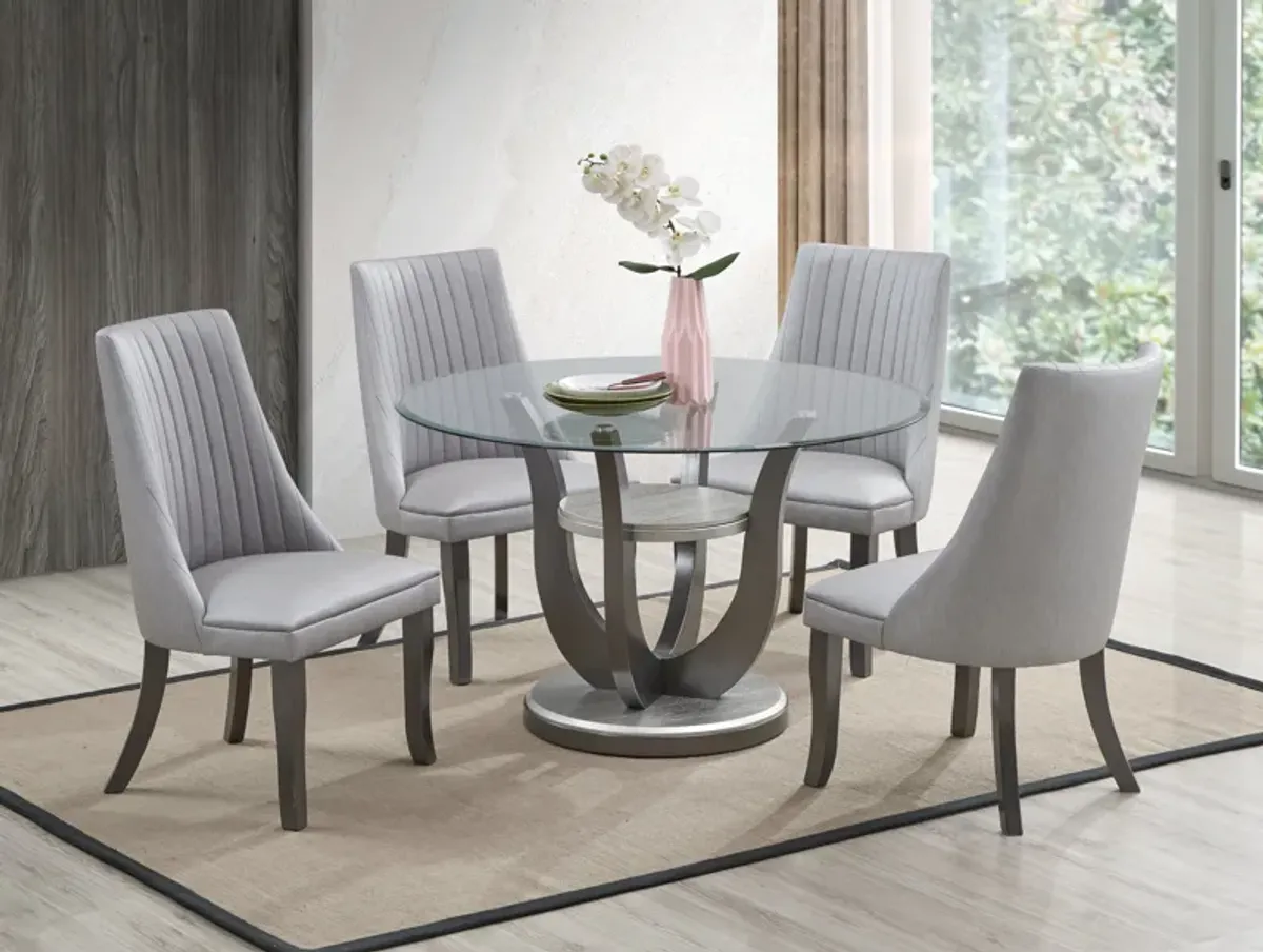 5 Piece Dining Room Set with Round Glass Tabletop