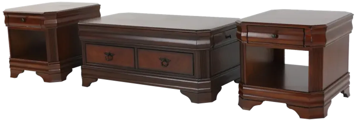 3-Piece Traditional Lift-Top Coffee Table Set in Espresso