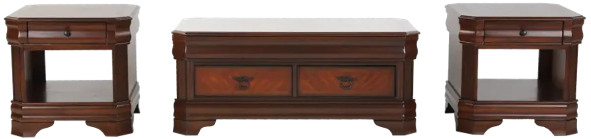 3-Piece Traditional Lift-Top Coffee Table Set in Espresso