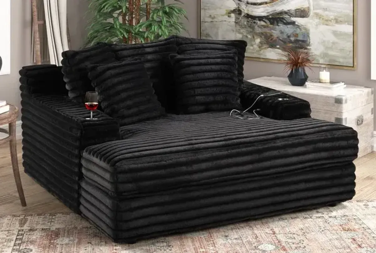 Oversized Chaise with Cup Holders and USB Charging Port