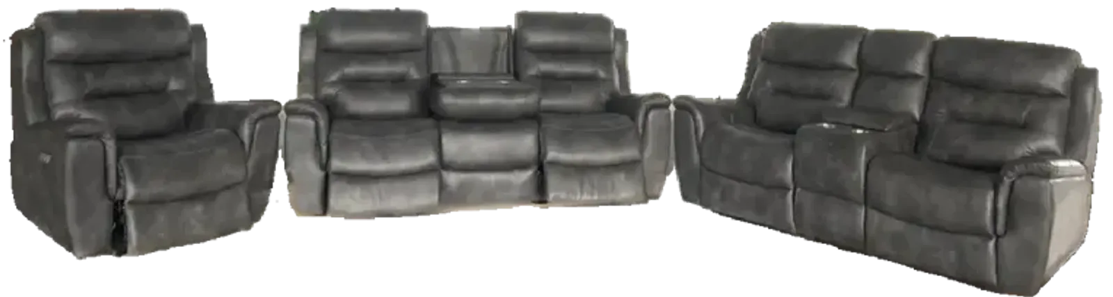 3 Piece Living Room Set: Power Reclining Sofa, Power Reclining Chair, Stationary Loveseat