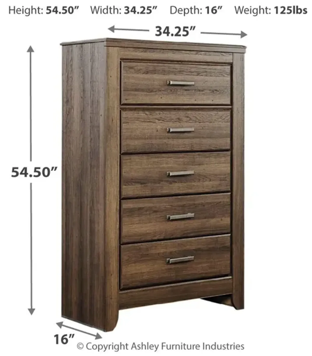 Juararo - Dark Brown - Five Drawer Chest