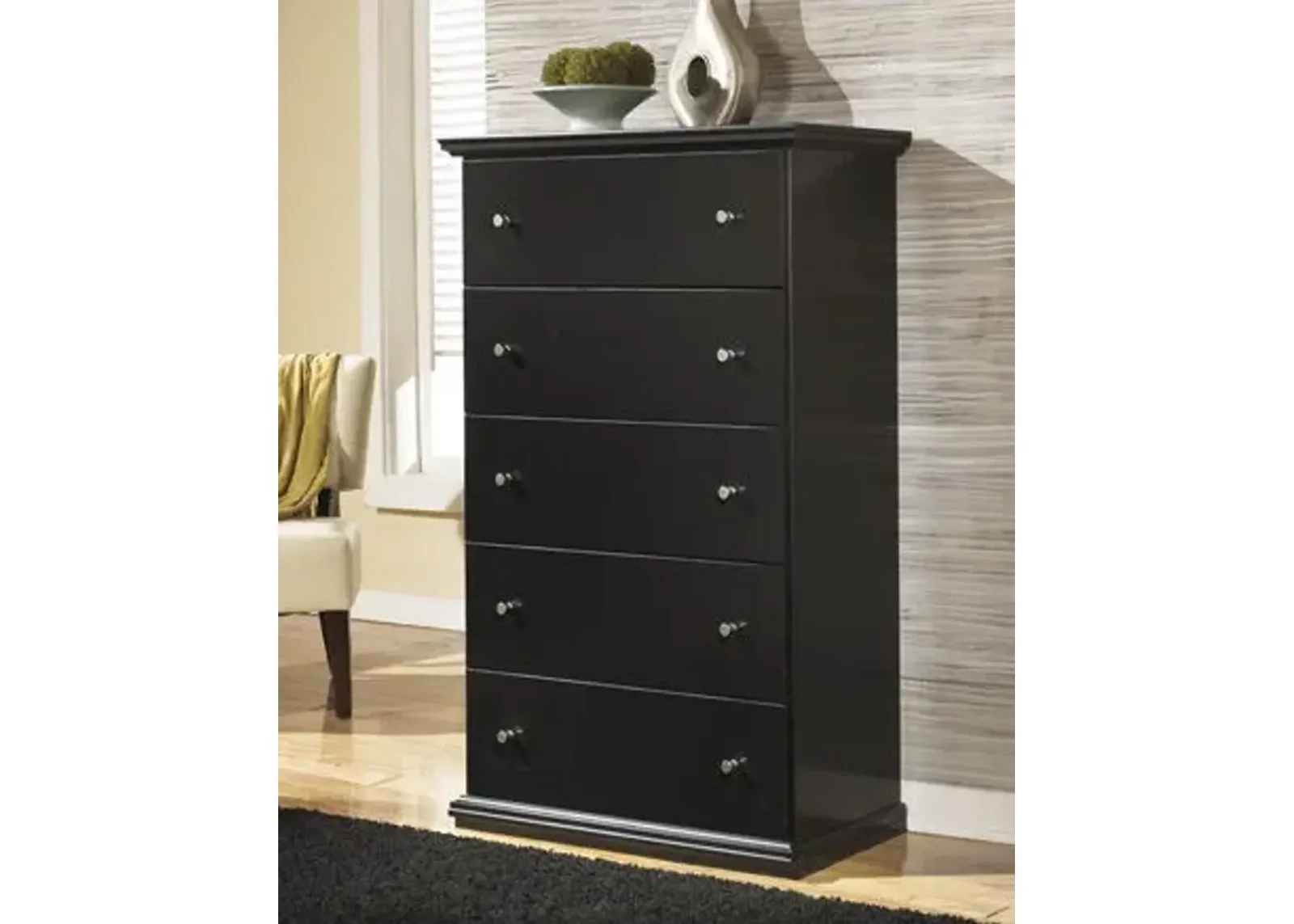 Maribel - Black - Five Drawer Chest