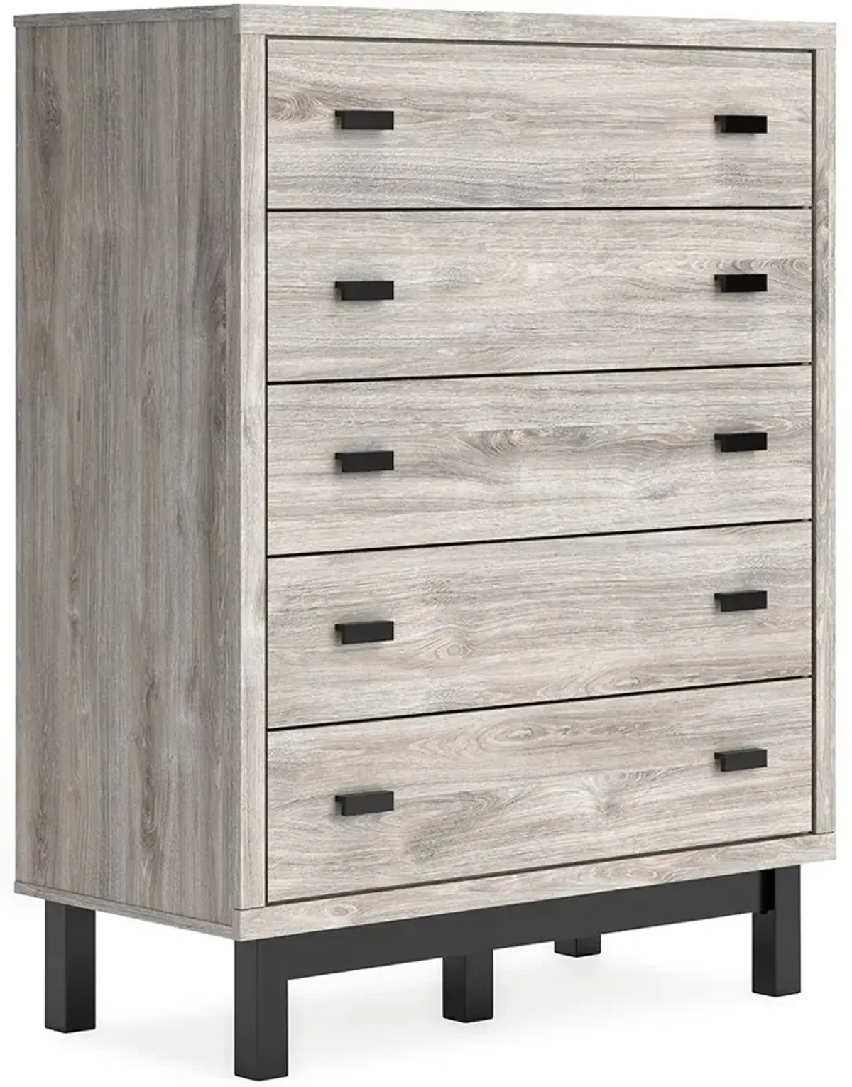 Vessalli - Black / Gray - Five Drawer Wide Chest