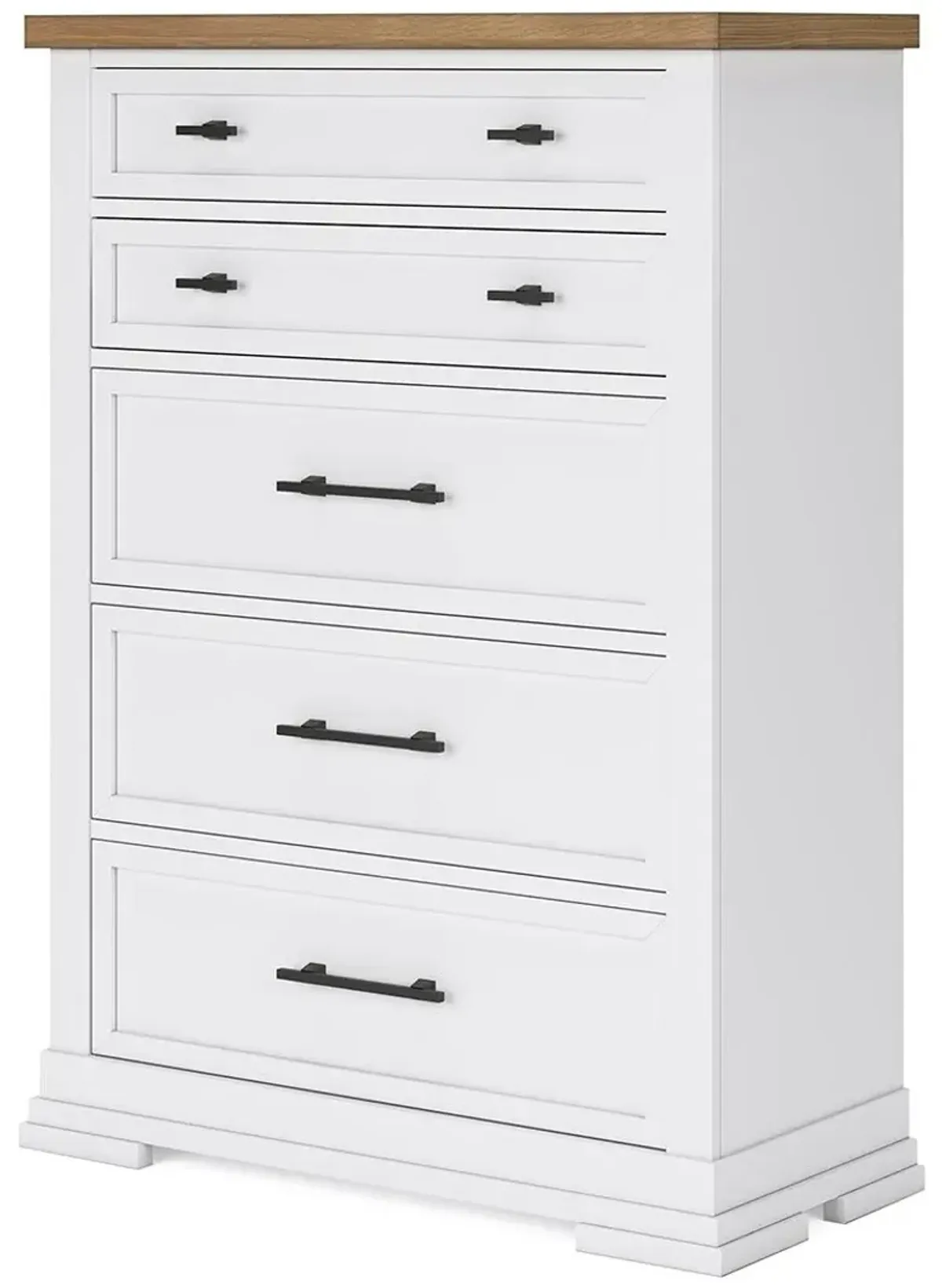 Ashbryn - White / Natural - Five Drawer Chest