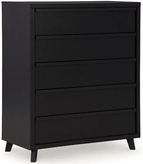 Danziar - Five Drawer Wide Chest - Black