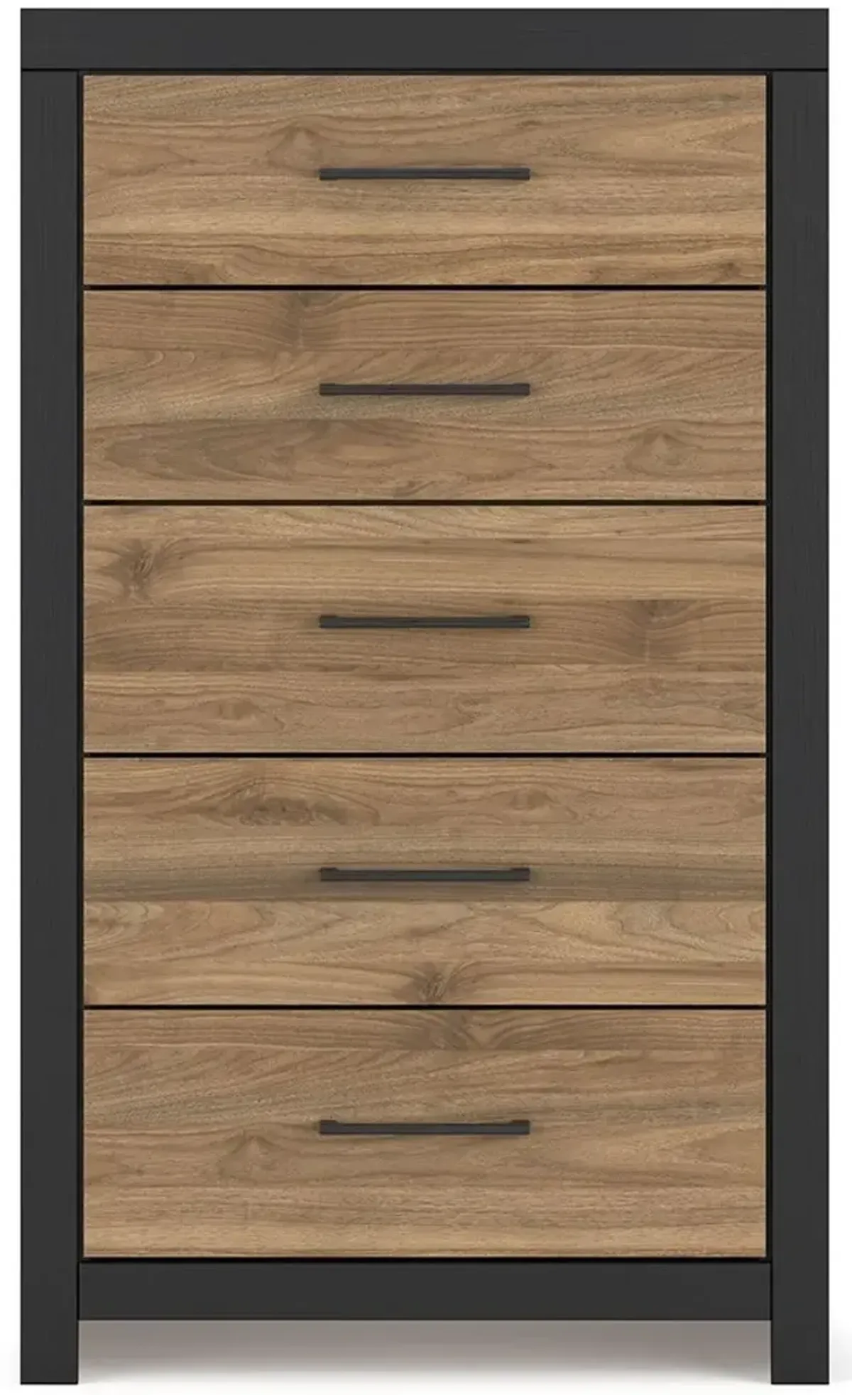 Vertani - Black / Honey Brown - Five Drawer Chest