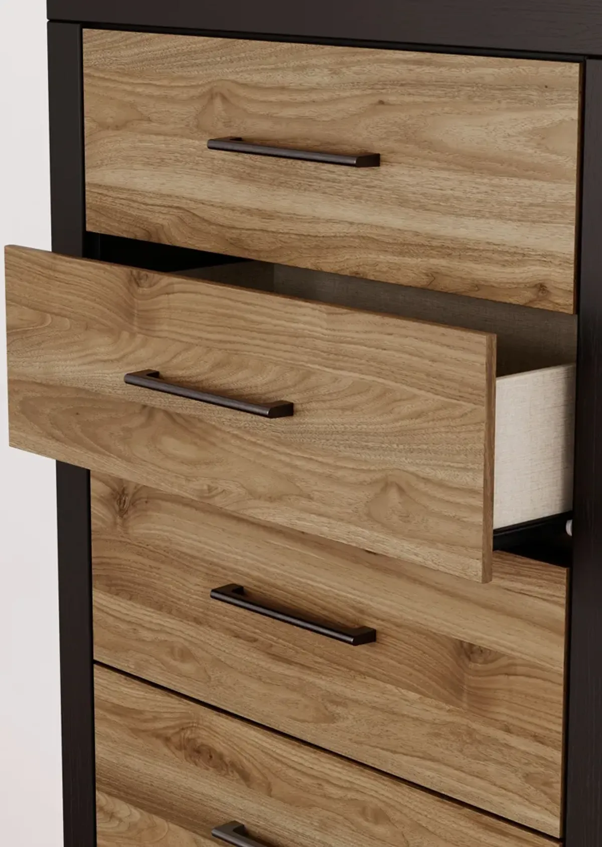 Vertani - Black / Honey Brown - Five Drawer Chest