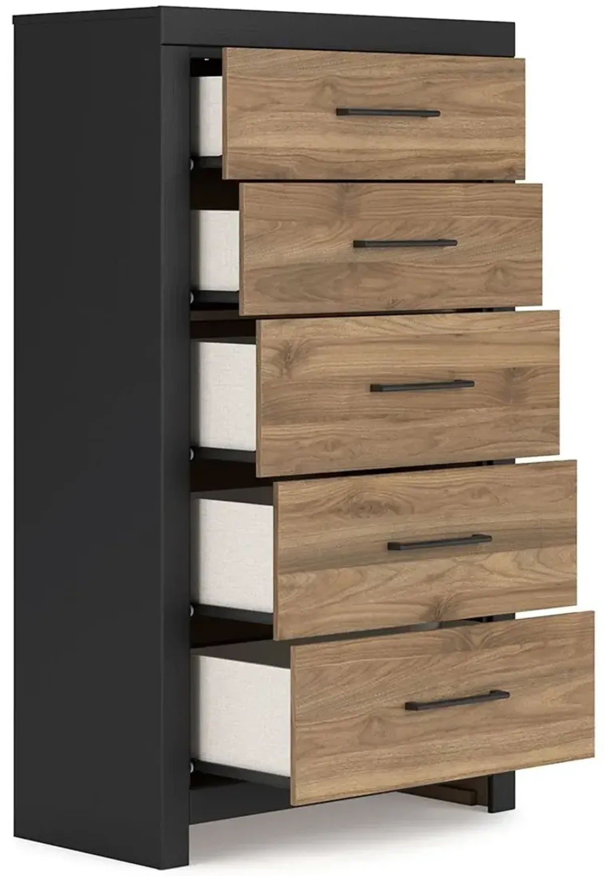 Vertani - Black / Honey Brown - Five Drawer Chest