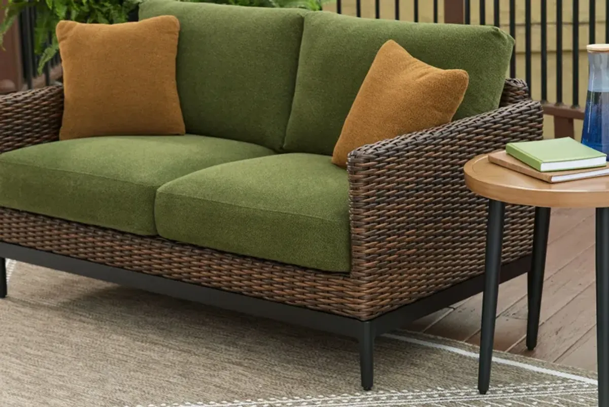 Horizon Hall - Brown / Green - Loveseat With Cushion