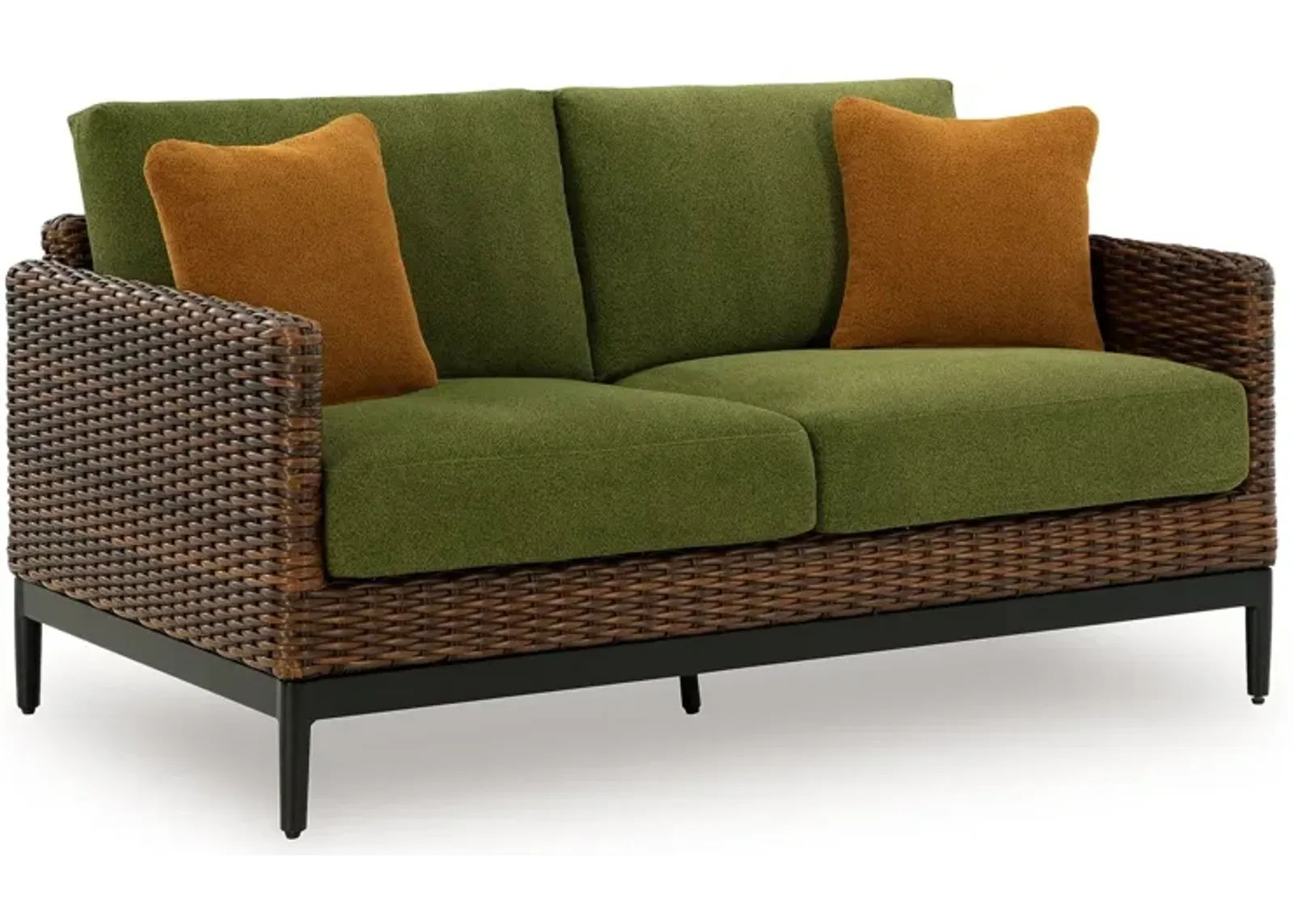 Horizon Hall - Brown / Green - Loveseat With Cushion