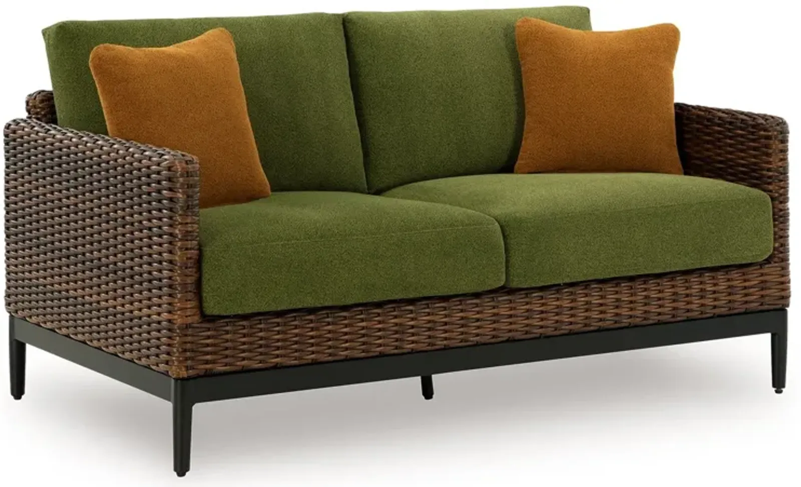 Horizon Hall - Brown / Green - Loveseat With Cushion