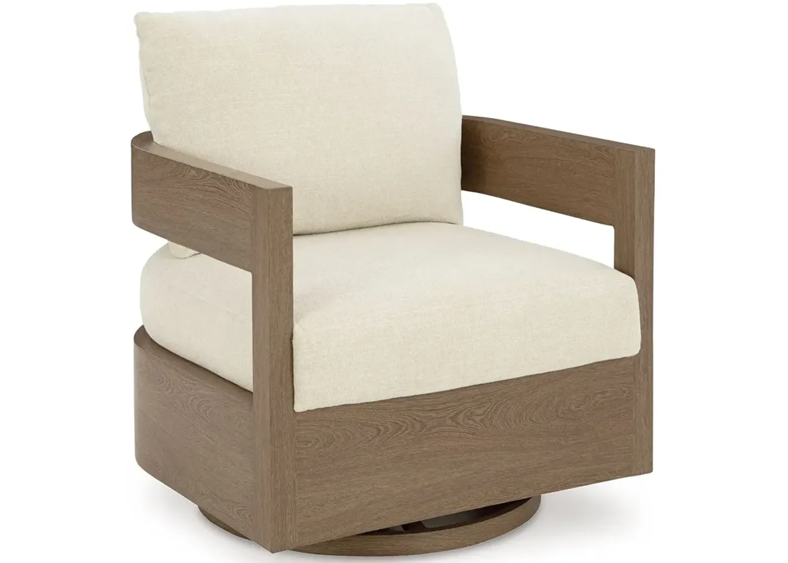 Serene Bay - Dark Brown / White - Swivel Glider Chair With Cushion