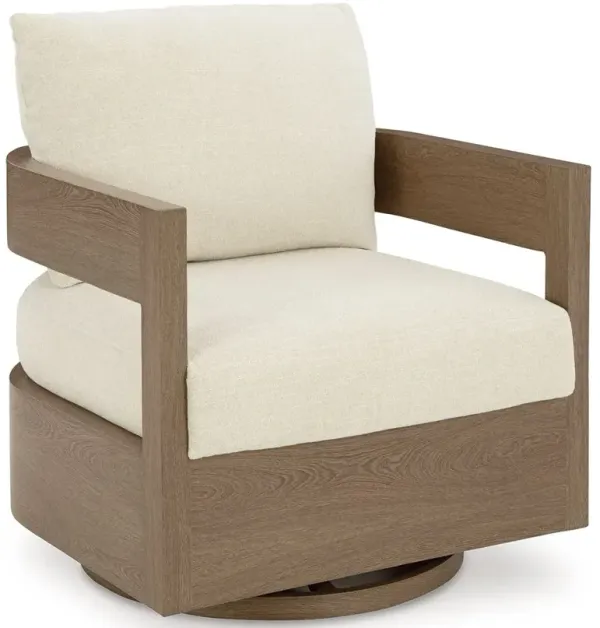 Serene Bay - Swivel Glider Chair With Cushion - Dark Brown / White